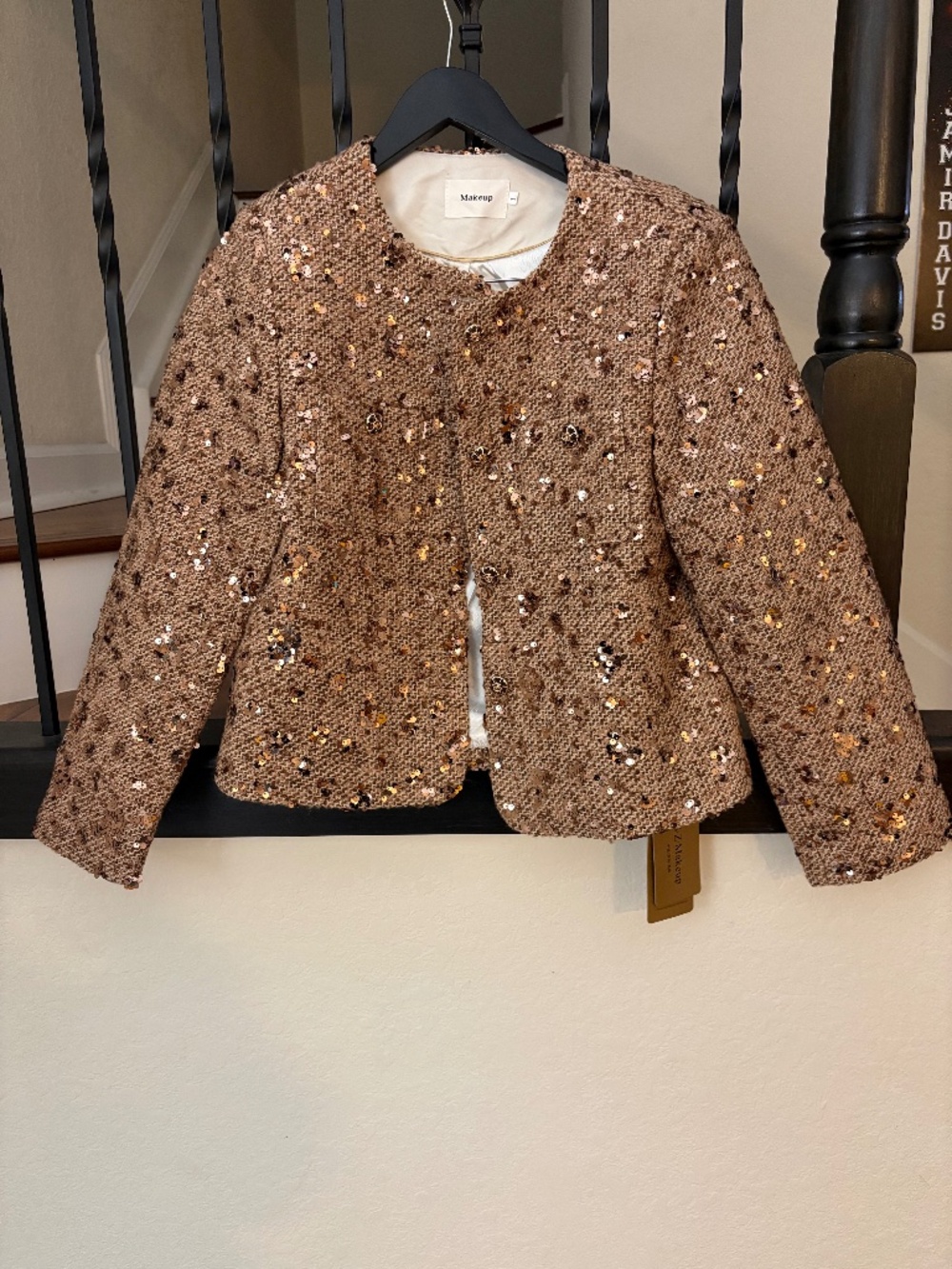 Bronze Tweed Sequin Blazer